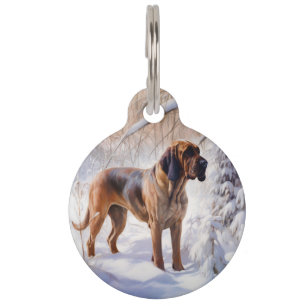 Médaillon Pour Animaux Limier Noël sous la neige