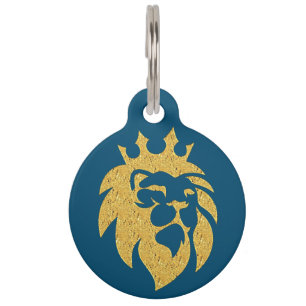 Médaillon Pour Animaux Lion Avec Couronne - Or Style 1