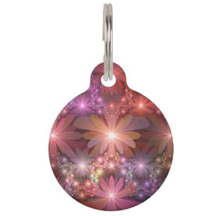 Médaillon Pour Animaux Lit De Fleurs Coloré Brillant Art Fractal Abstrait