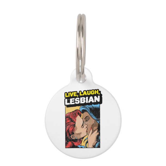 Médaillon Pour Animaux Live Laugh Lesbian (Devant)