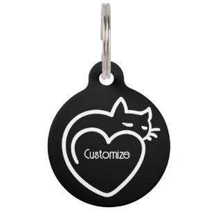 Médaillon Pour Animaux Logo blanc personnalisé d'amour de chats