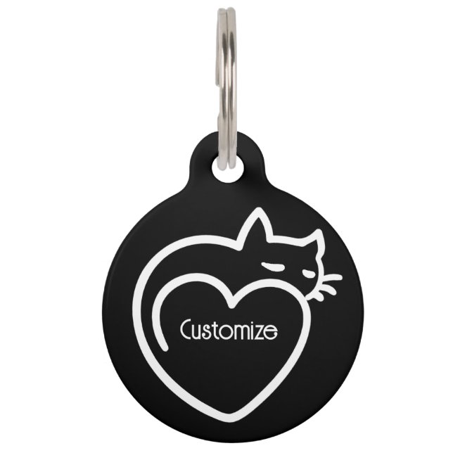 Médaillon Pour Animaux Logo blanc personnalisé d'amour de chats (Devant)
