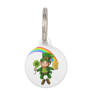 Médaillon Pour Animaux Lucky Bitcoin Rainbow Leprechaun