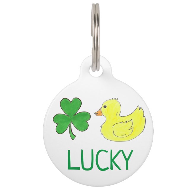 Médaillon Pour Animaux Lucky Canard Vert Shamrock Clover Rubber Duckie (Devant)