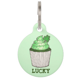 Médaillon Pour Animaux Lucky Green Cupcake Shamrock St. Paddy's Day