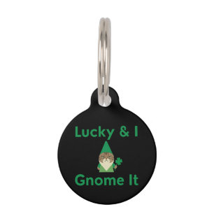 Médaillon Pour Animaux  Lucky & I Gnome ça drôle Chat sarcastique St Patr