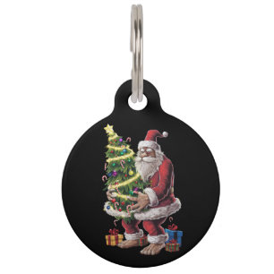Médaillon Pour Animaux Lumières de sapin de Noël Bigfoot Noël amateur de