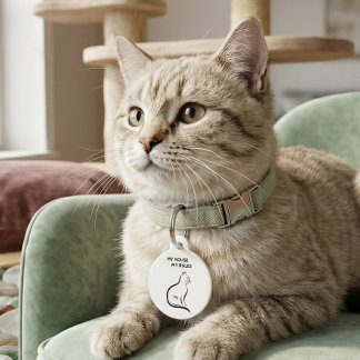 Médaillon Pour Animaux Ma Maison Mes Règles Drôle Chat Animal Familier Ét