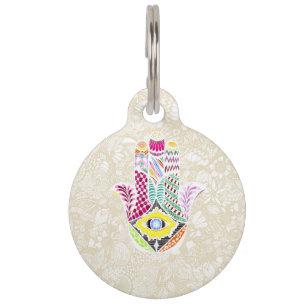 Médaillon Pour Animaux Main tirée par la main artistique de Hamsa dessin