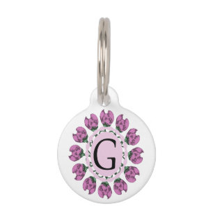 Médaillon Pour Animaux Majuscule G monogramme floral