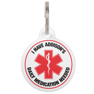 Médaillon Pour Animaux Maladie d'Addison Alerte Médicale Médicaments Quot