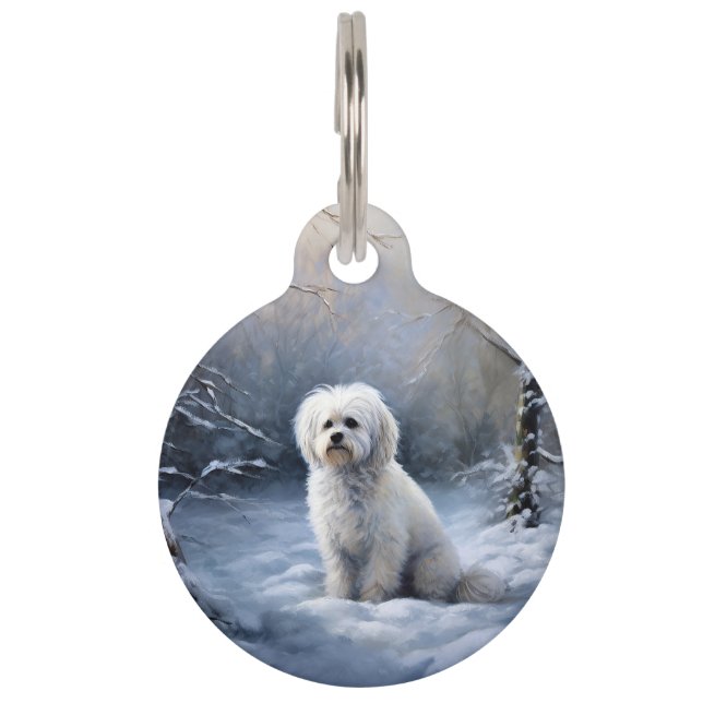 Médaillon Pour Animaux Maltais Noël sous la neige (Devant)
