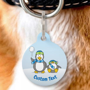 Médaillon Pour Animaux Manchots qui se lancent des boules de neige