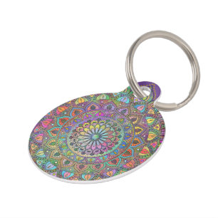 Médaillon Pour Animaux Mandala coloré chic de style indien 1