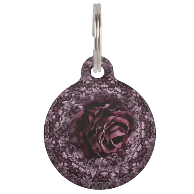 Médaillon Pour Animaux Mandala de rose  (Devant)