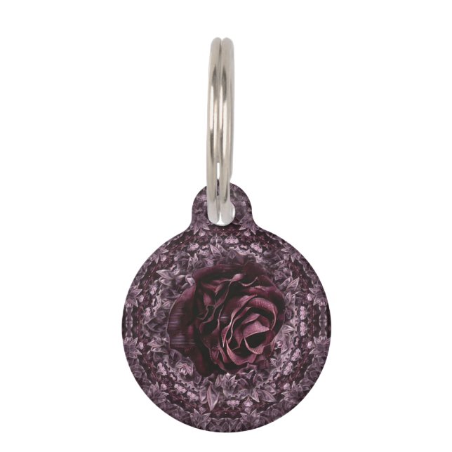 Médaillon Pour Animaux Mandala de rose  (Devant)