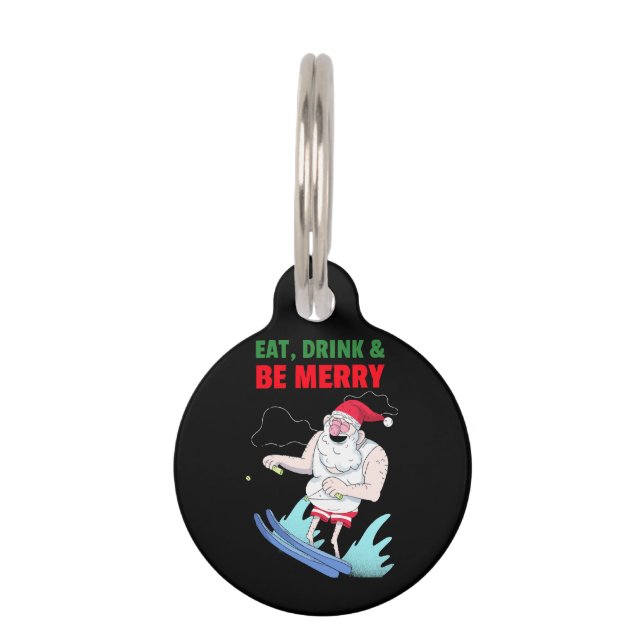 Médaillon Pour Animaux Manger, Boire & Joyeux Noël (Devant)