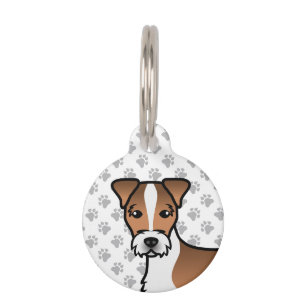 Médaillon Pour Animaux Manteau blanc et tan rond Jack Russell Tête Terrie
