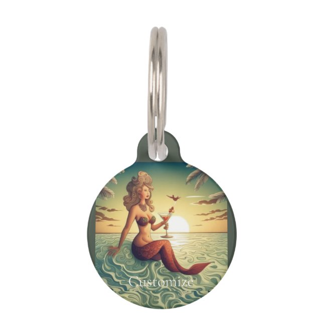 Médaillon Pour Animaux Martini Classy Mermaid Thunder_Cove (Devant)