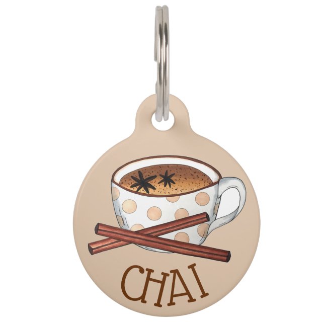 Médaillon Pour Animaux Masala Chai Teacup Indien Spirale Thé Noir Cuppa (Devant)