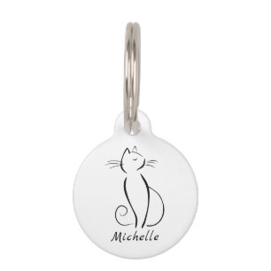 Médaillon Pour Animaux Masque minimaliste noir sur blanc Ajouter le nom d