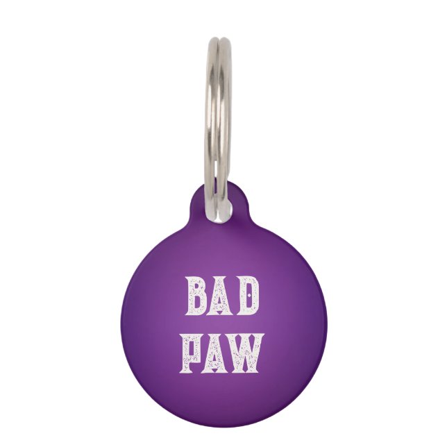 Médaillon Pour Animaux Mauvaise Paw violette profonde (Devant)