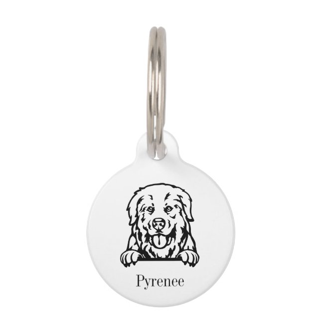 Médaillon Pour Animaux Médaille personnalisée pour chien des Pyrénées (Devant)