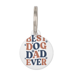 Médaillon Pour Animaux Meilleur Papa Chien Ever Empreinte de Patte Typogr