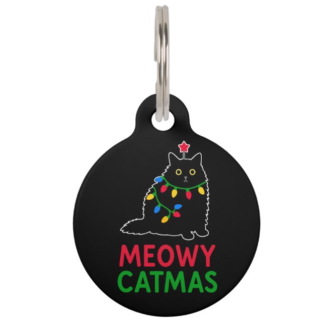 Médaillon Pour Animaux Meowy Noël Félin (Devant)