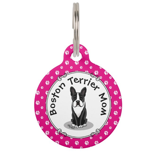 Médaillon Pour Animaux Mère Boston Terrier (noir) - Chien mignon (Devant)