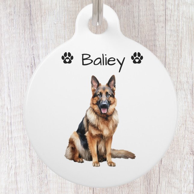 Médaillon Pour Animaux Mignon Chien Berger Allemand Simple  (Créateur téléchargé)