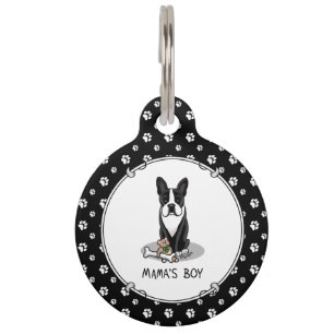 Médaillon Pour Animaux Mignon garçon à sa maman Boston Terrier (noir)