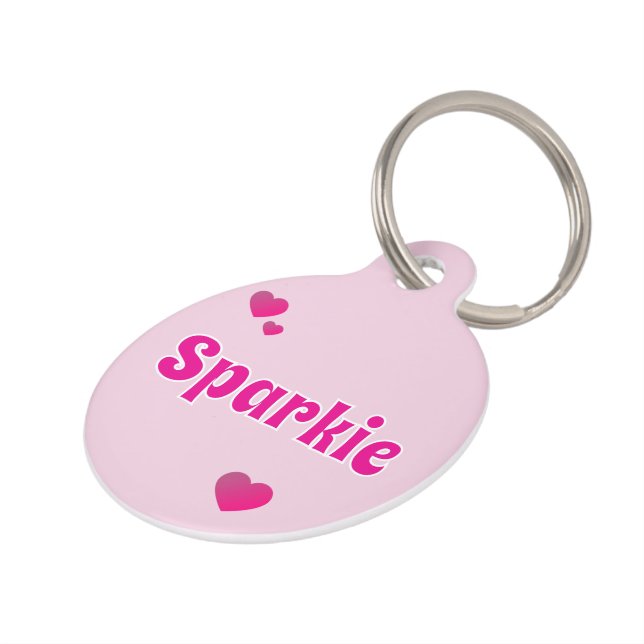 Médaillon Pour Animaux Mignon Personnalisable Rose Animaux de compagnie C (Côté )