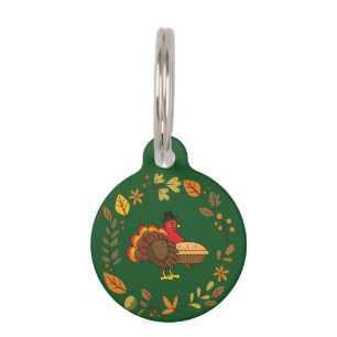 Médaillon Pour Animaux Mignon Turquie Citrouille Pie Thanksgiving Perso