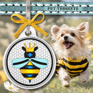 Médaillon Pour Animaux Mignonne abeille de la reine couronnée