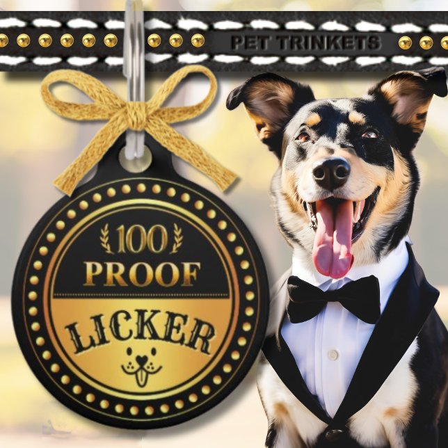 Médaillon Pour Animaux Mignonne Bleu Noir et Or 100 Proof Licker (Créateur téléchargé)