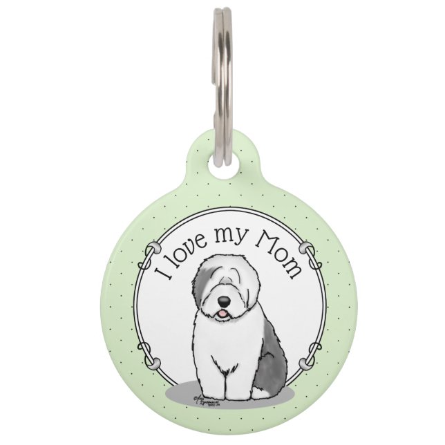 Médaillon Pour Animaux Mignonne chien OES Maman Vieux anglais Sheepdog Ma (Devant)