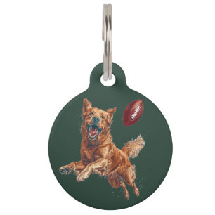 Médaillon Pour Animaux Mignonne Golden Retriever Chien Jouant Au Football