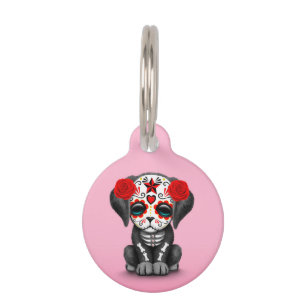 Médaillon Pour Animaux Mignonne Journée rouge du chien chiot mort rose