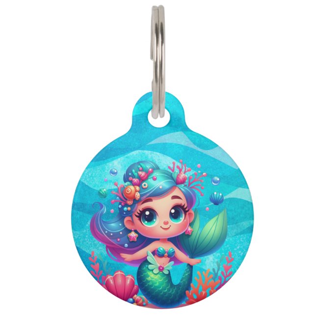 Médaillon Pour Animaux Mignonne sirène sous-marine (Devant)