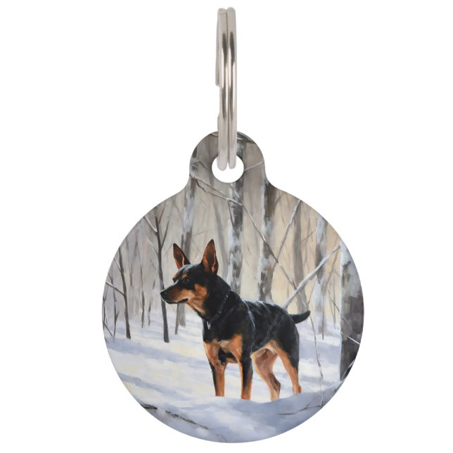 Médaillon Pour Animaux Mince Pinscher Laisser Neige Noël (Devant)
