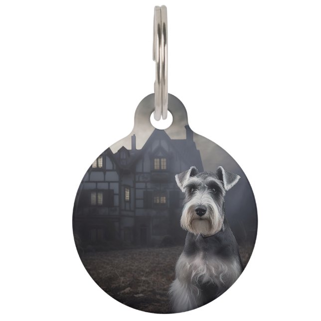Médaillon Pour Animaux Miniature Schnauzer Halloween Épouvantable (Devant)