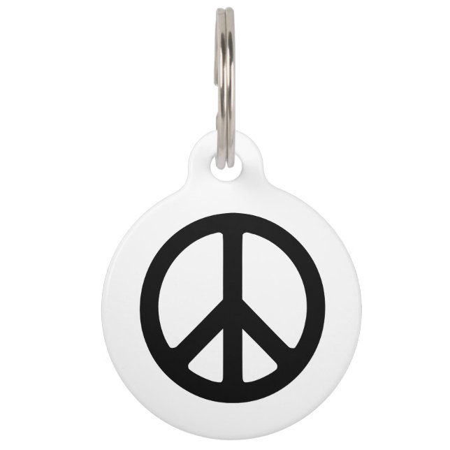 Médaillon Pour Animaux Modèle de symbole de paix noir (Devant)