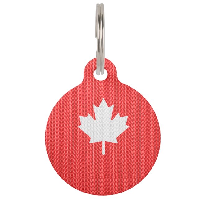 Médaillon Pour Animaux Modèle Knit Maple Leaf Tricot Motif (Devant)
