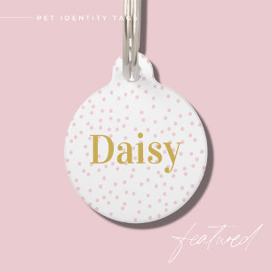 Médaillon Pour Animaux Moderne Cute Simple Rose Confetti Monogramme Rétro