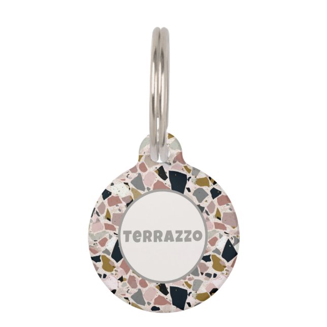 Médaillon Pour Animaux Moderne du siècle moderne rose gris noir et Tan Te (Devant)