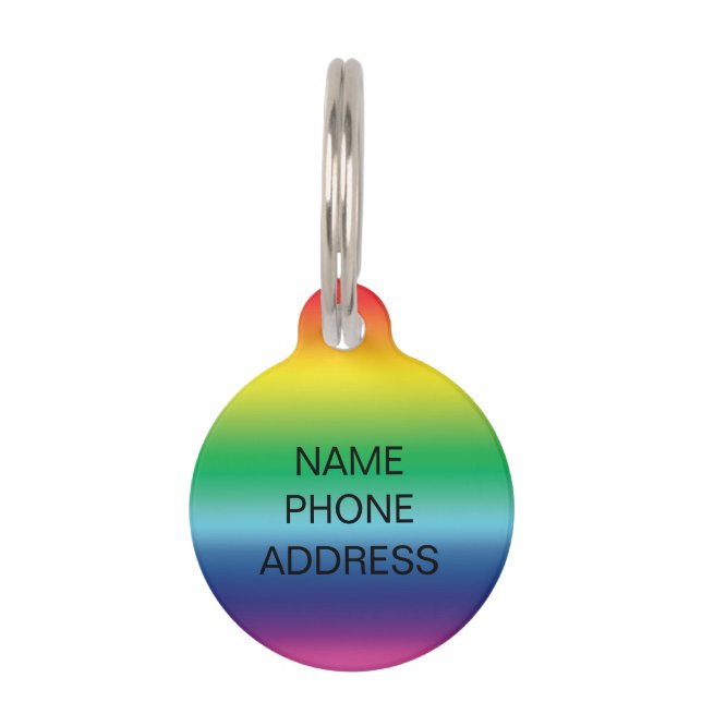 Médaillon Pour Animaux moderne rainbow nom personnalisé contact info chie (Devant)