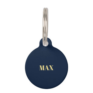 Médaillon Pour Animaux Moderne simple marine bleu or personnalisé nom inf