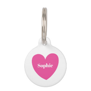 Médaillon Pour Animaux Moderne simple Monogramme Pink Love Heart