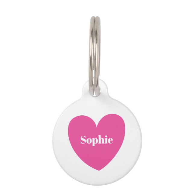 Médaillon Pour Animaux Moderne simple Monogramme Pink Love Heart (Devant)